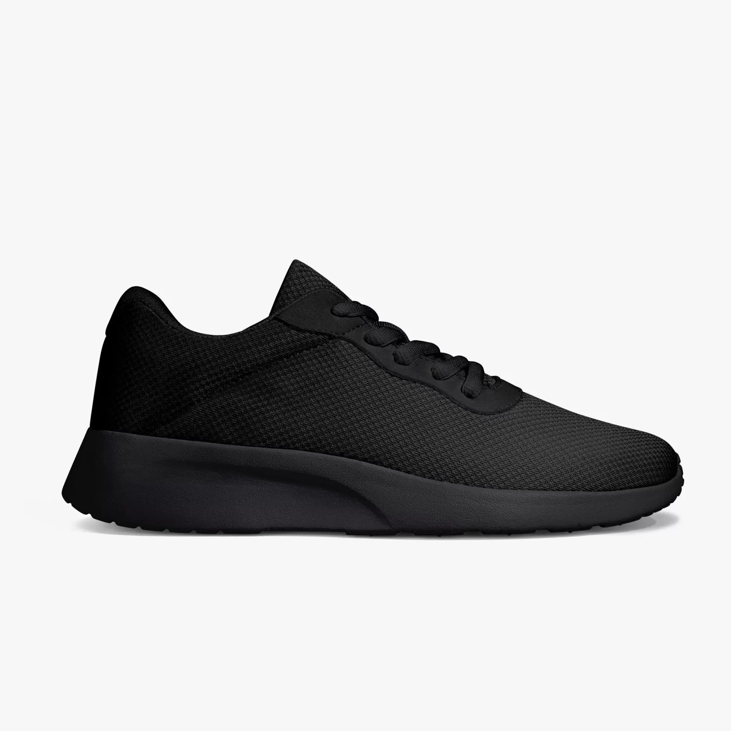 Black Solid Color Unisex Sneakers, Soft Solid Black Color Best Lifestyle Unisex Casual Designer Mesh Running Shoes With Black Soles