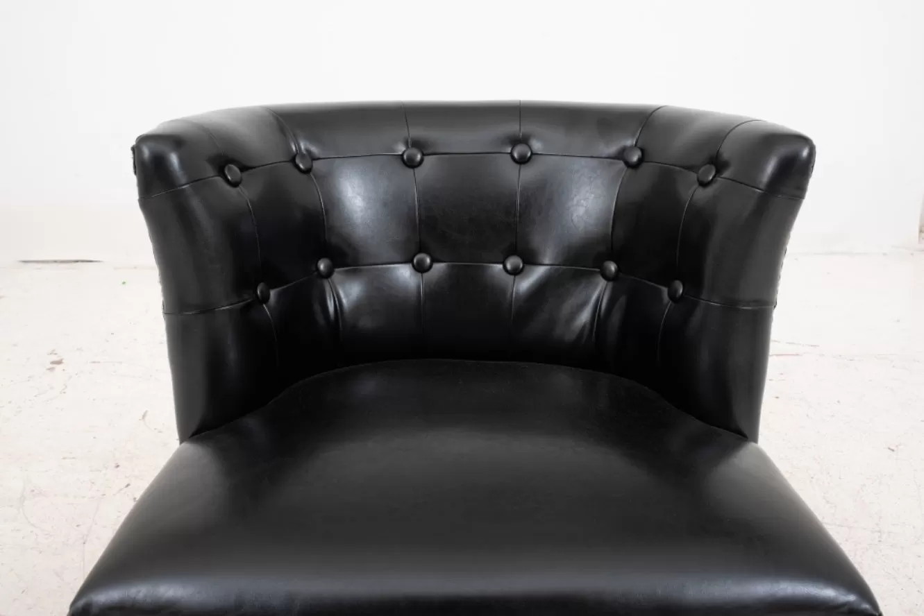 Black Vegan Leather Upholstered Lounge Chair