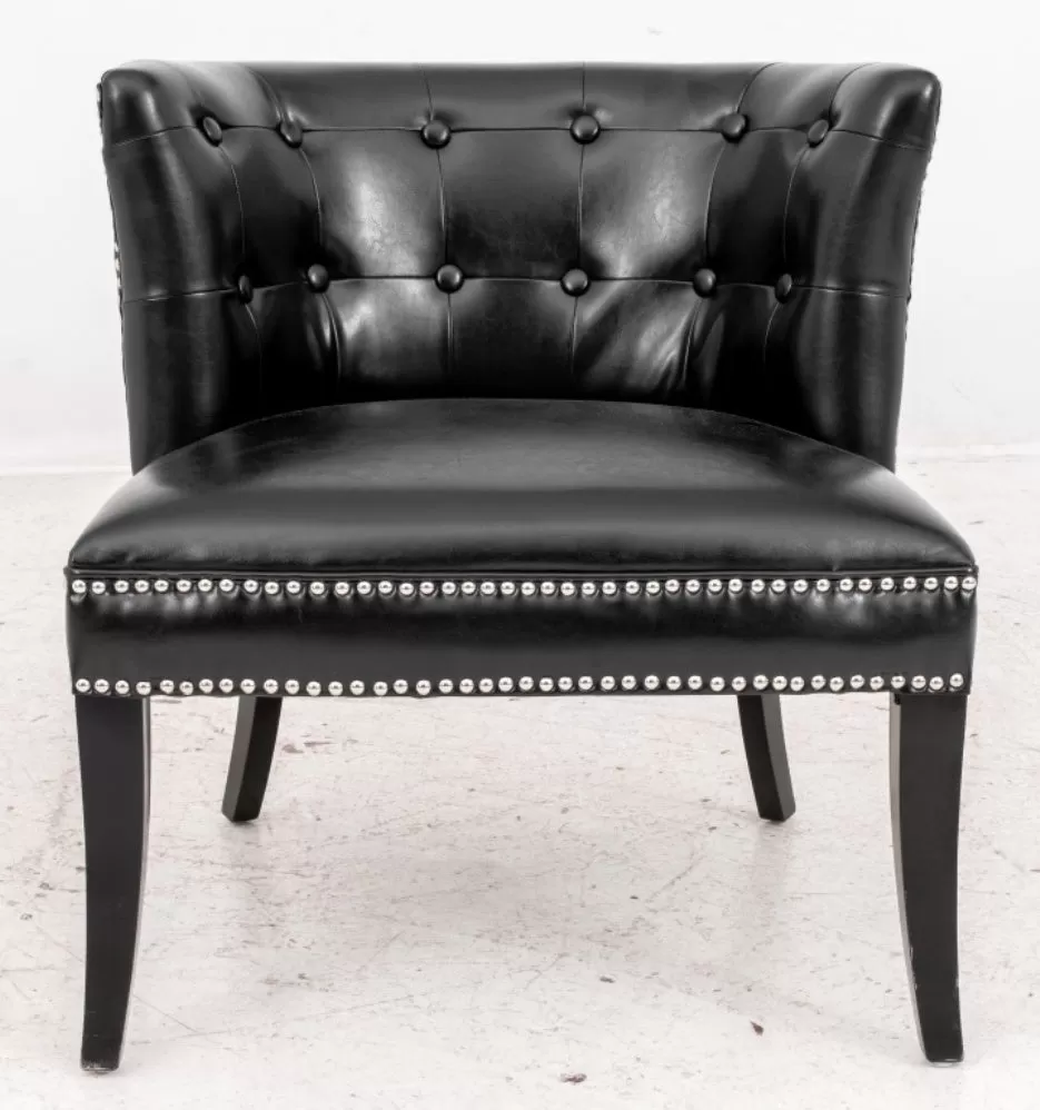 Black Vegan Leather Upholstered Lounge Chair