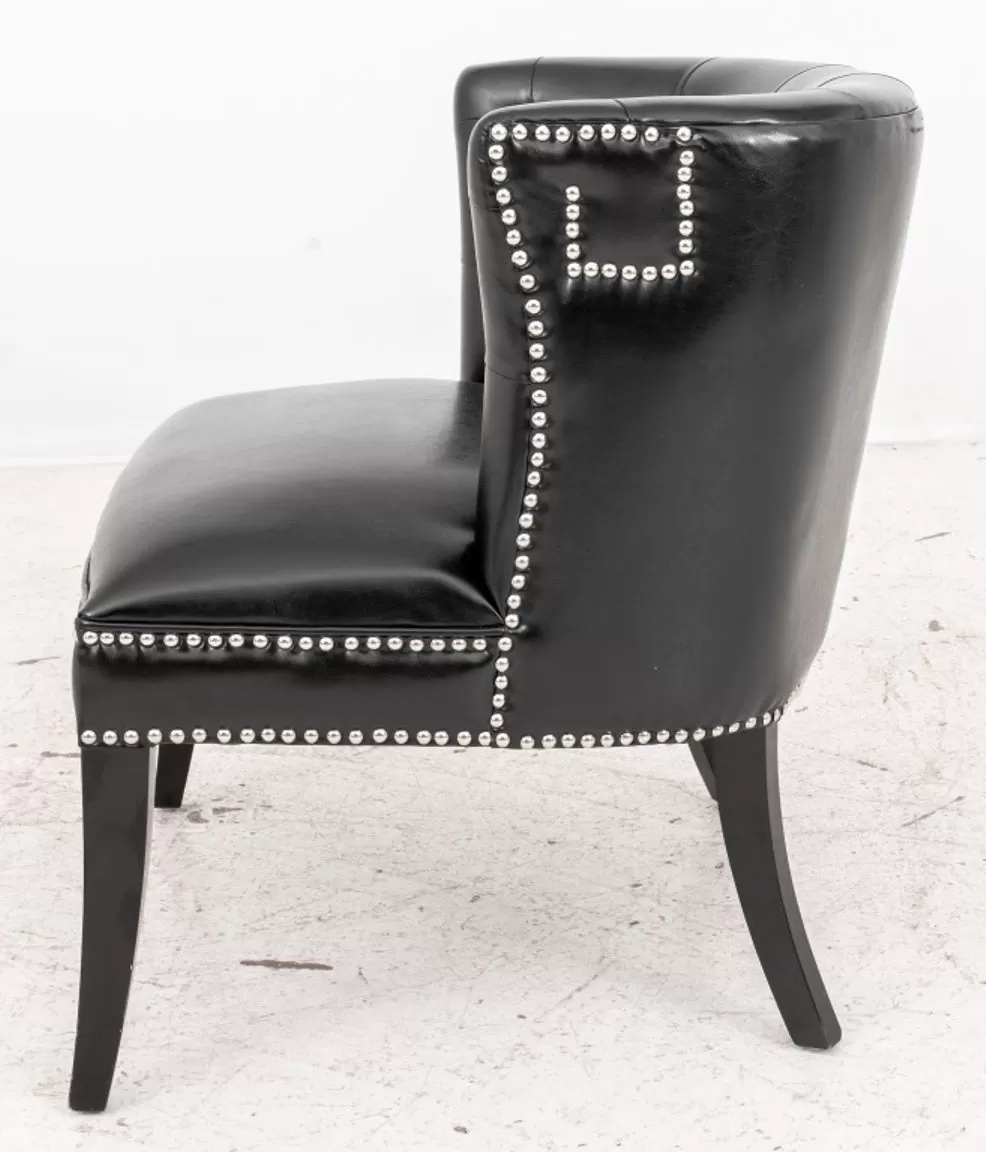 Black Vegan Leather Upholstered Lounge Chair