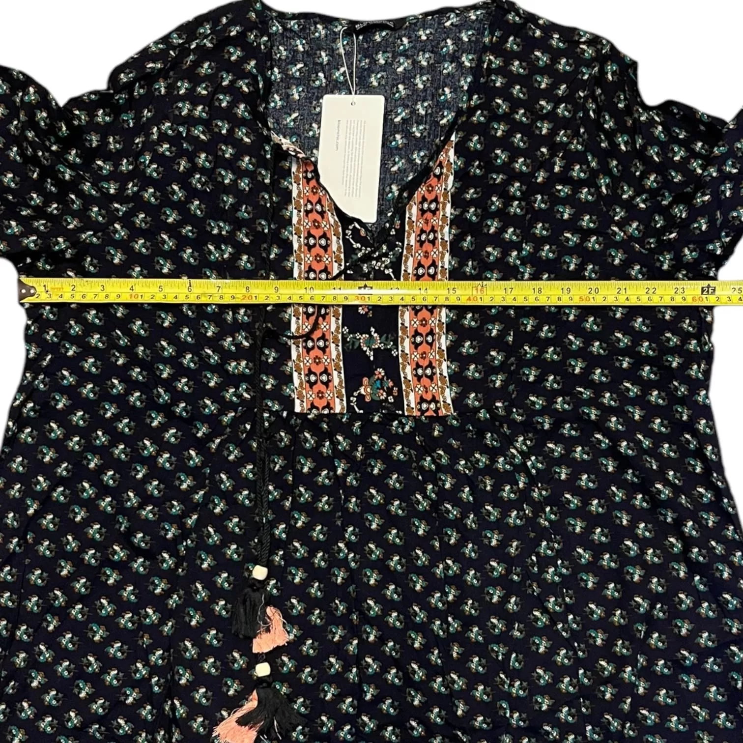 Bloomchic Navy Blue Boho Floral Babydoll Shirt Plus Size 18/20