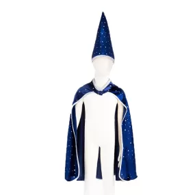 Blue & Silver Sparkle Wizard Cape & Hat - Size 4-6