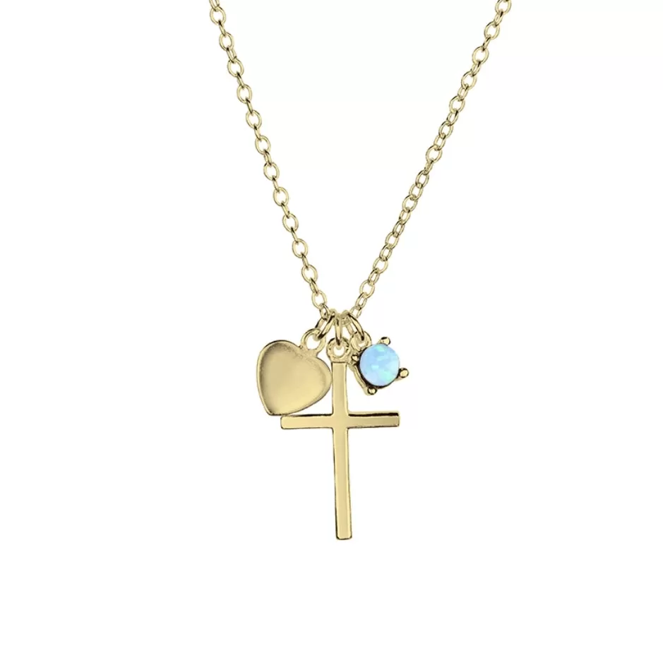 Blue Opal Faith Love Cross Necklace