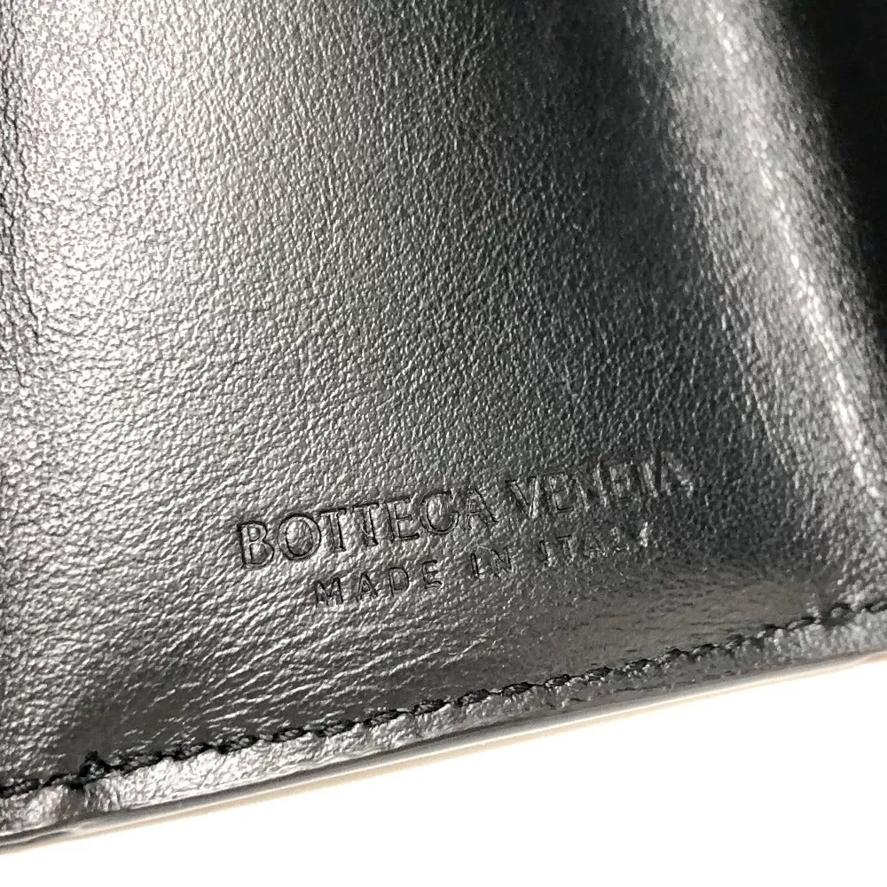 BOTTEGAVENETA Trifold wallet leather black debossed Compact wallet Women Used Authentic