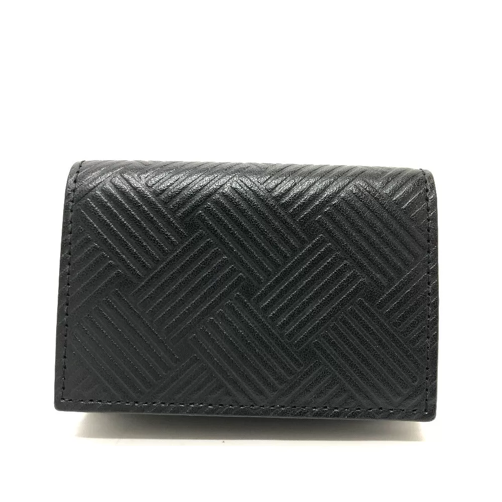 BOTTEGAVENETA Trifold wallet leather black debossed Compact wallet Women Used Authentic