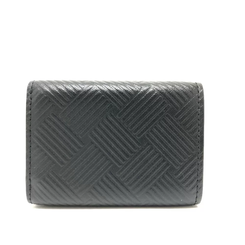 BOTTEGAVENETA Trifold wallet leather black debossed Compact wallet Women Used Authentic