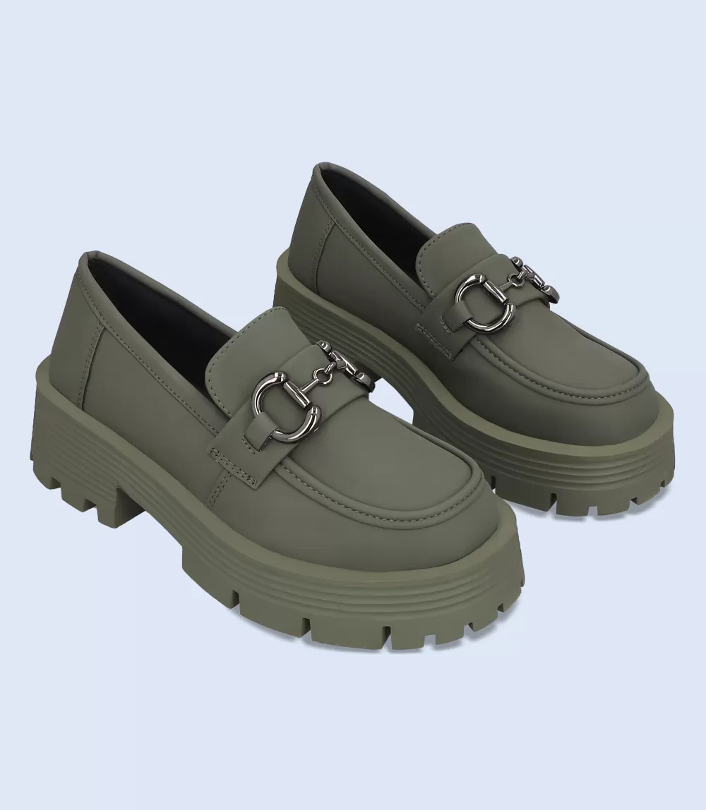 BW7152-GREEN-Women Casual Platform Shoes