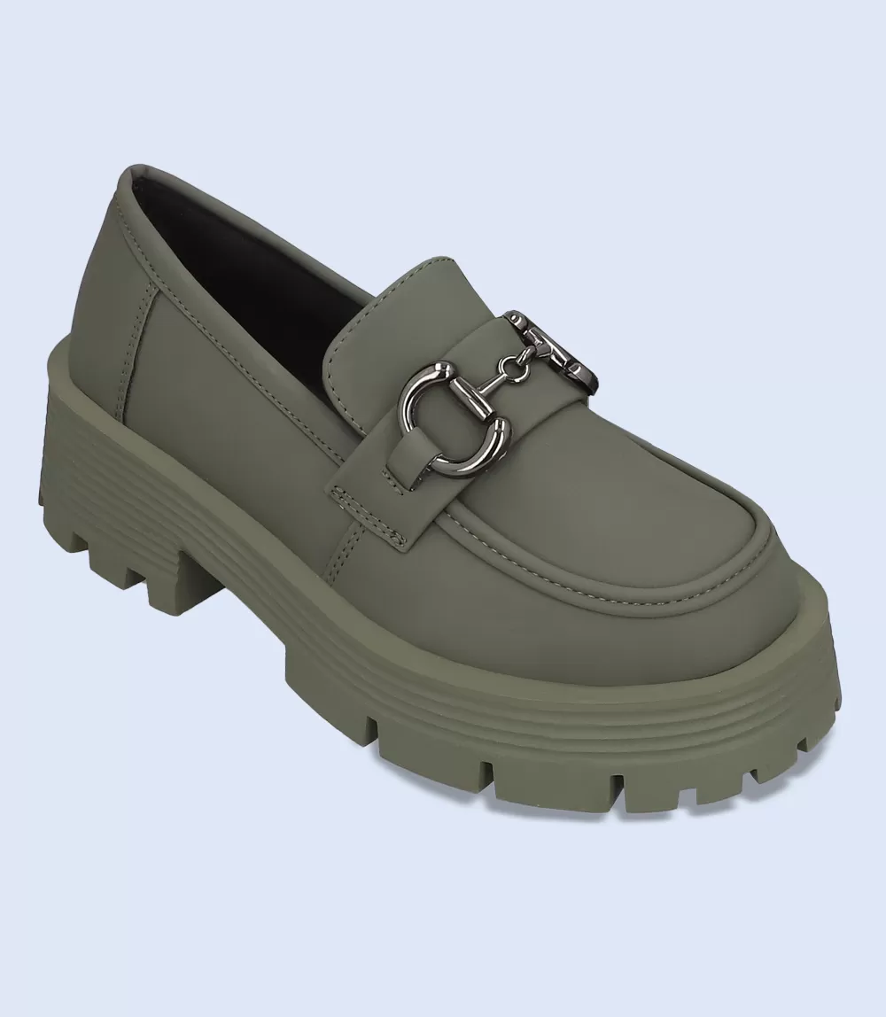 BW7152-GREEN-Women Casual Platform Shoes