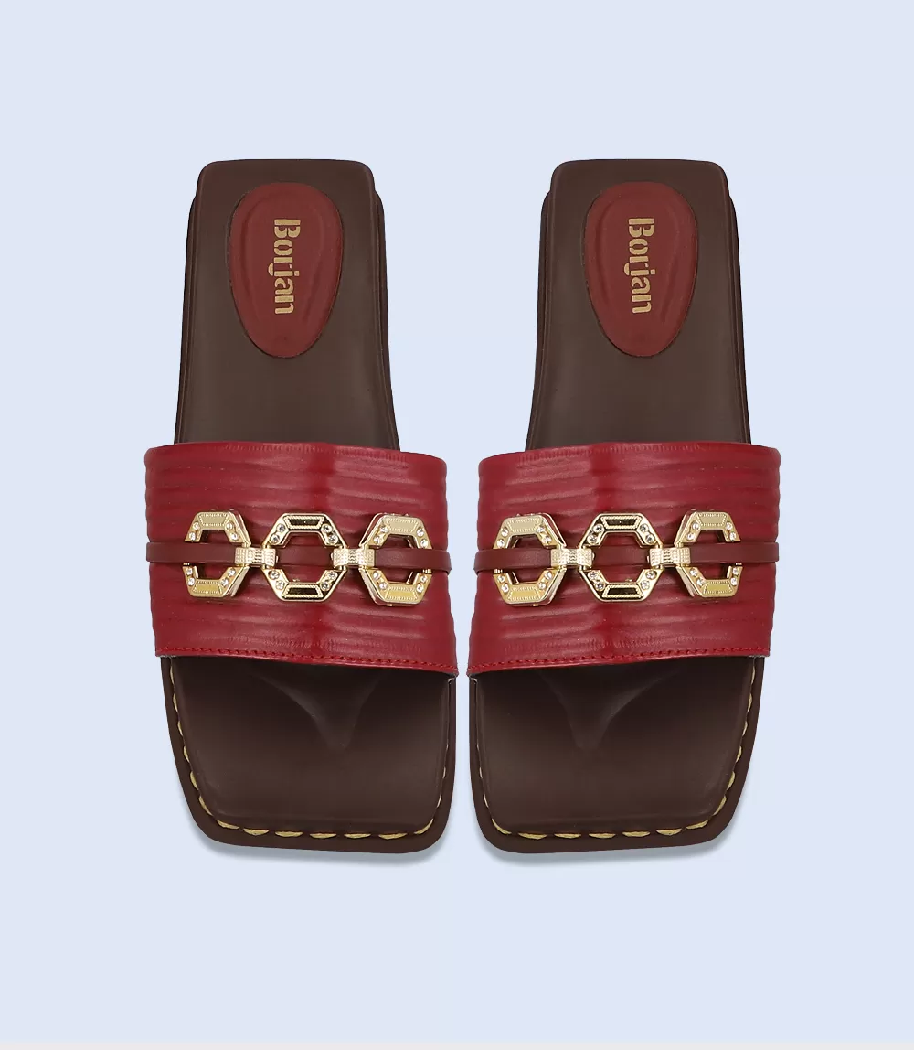 BW8328-MAROON-Women Casual Slipper