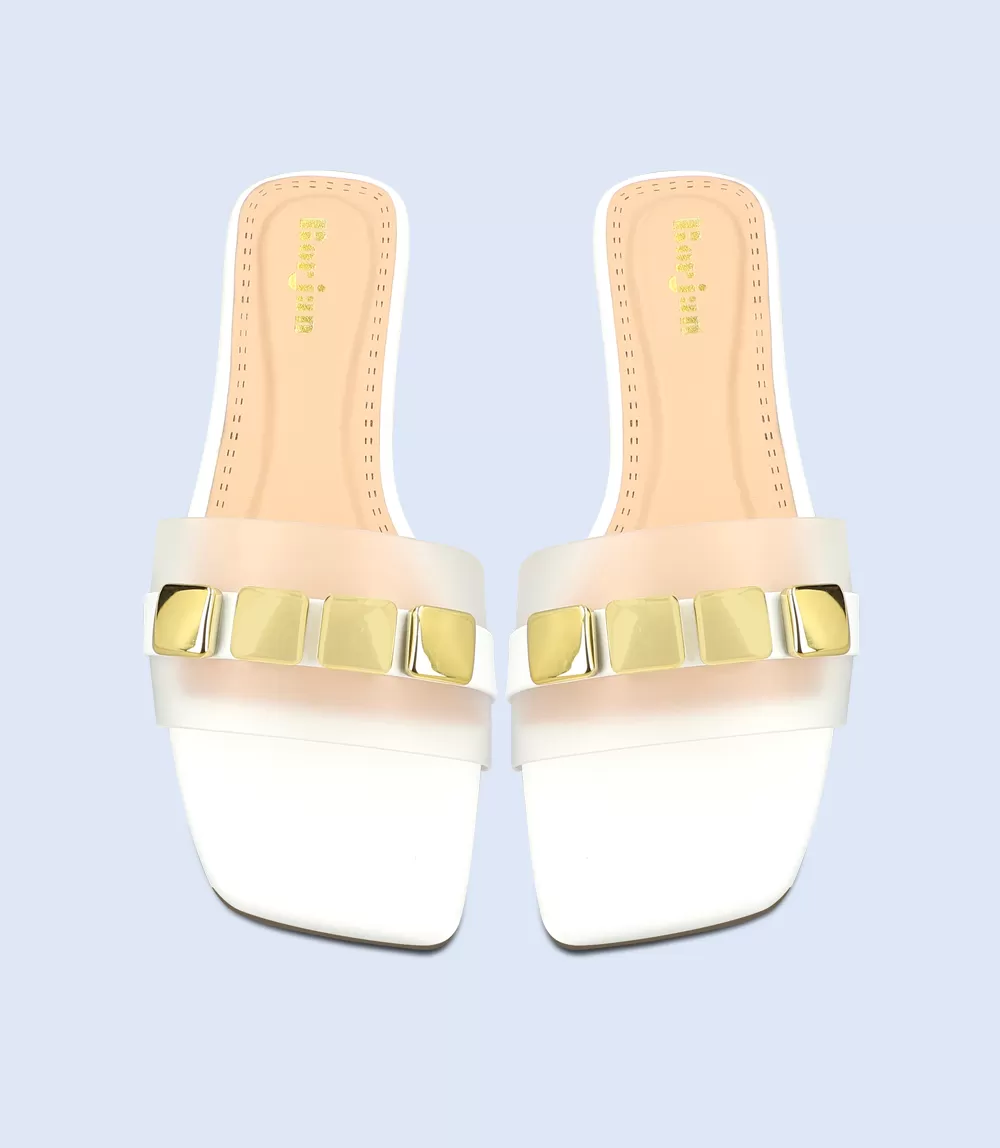 BW9308-WHITE-Women Casual Slipper