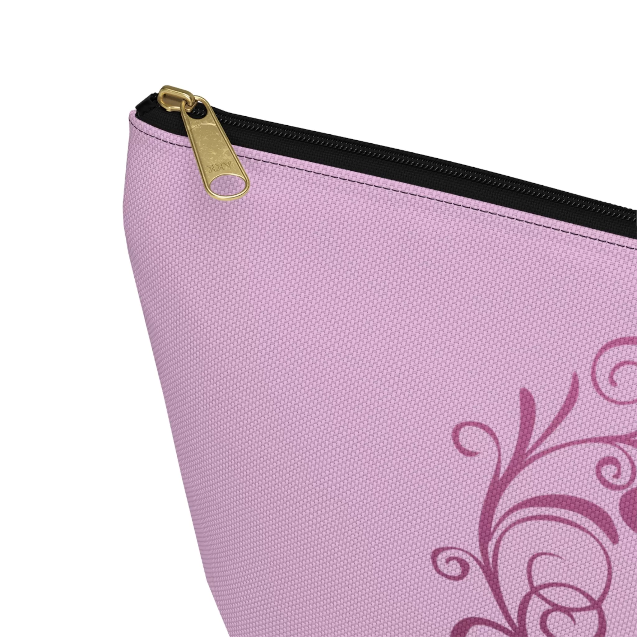 Cancer Caregiver Heart Plum T-Bottom Accessory Pouch (Dual-Sided Design)