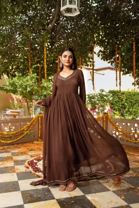 Cappuccino Anarkali Suit set