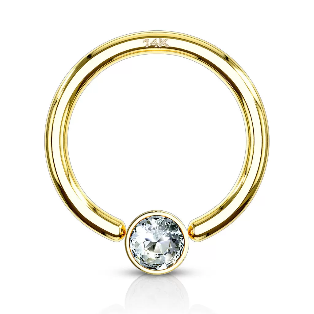 Captive Bezel Diamanté Body Jewellery in 14K Yellow Gold