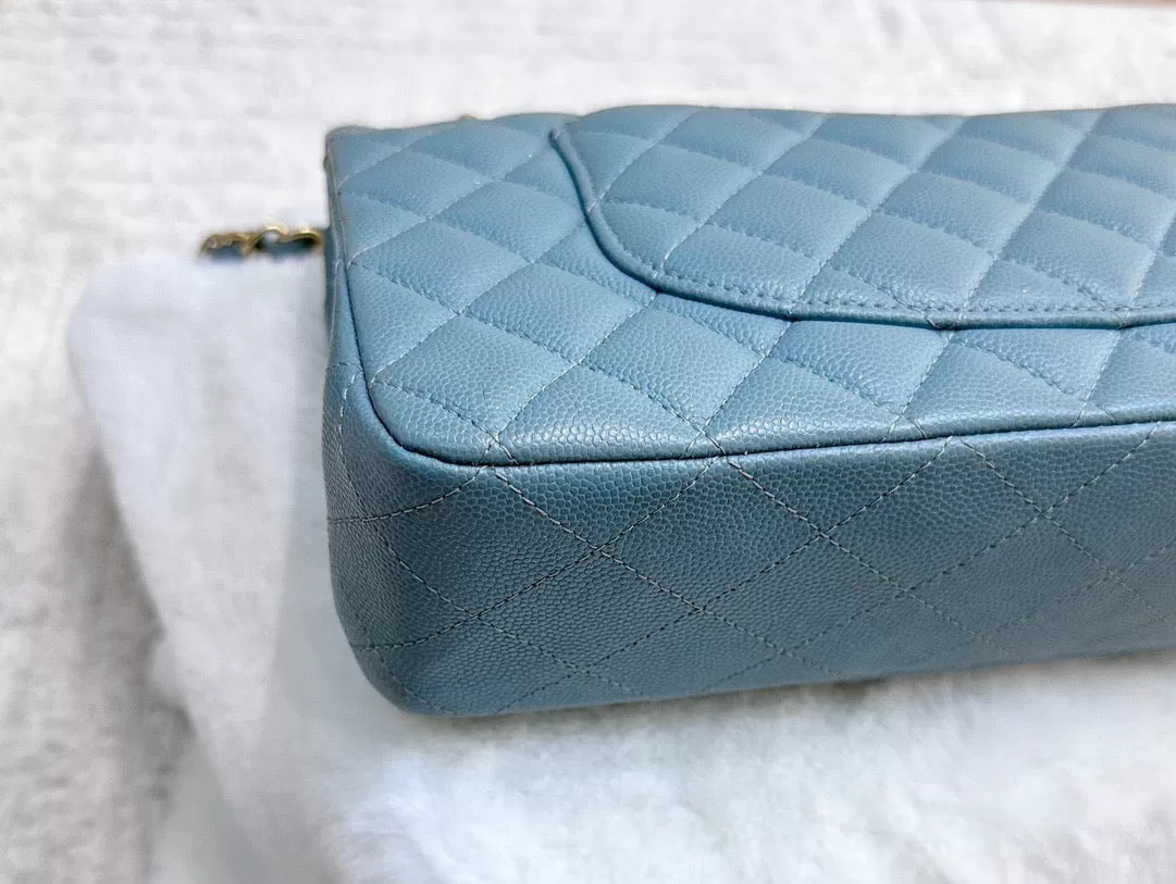 Chanel Medium Classic Sky Blue Bag 18C