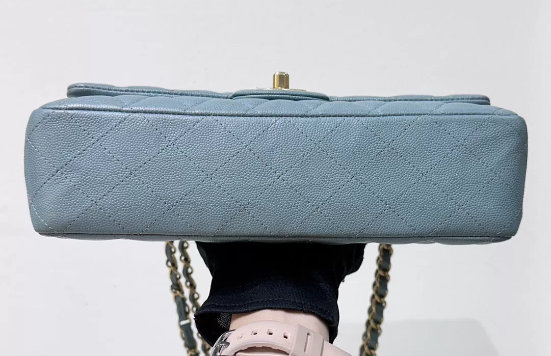 Chanel Medium Classic Sky Blue Bag 18C