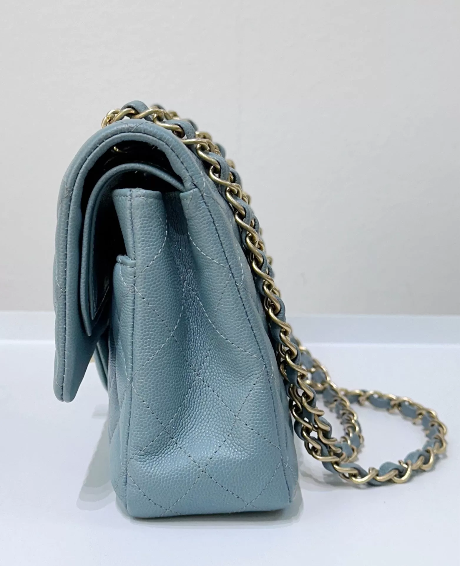 Chanel Medium Classic Sky Blue Bag 18C