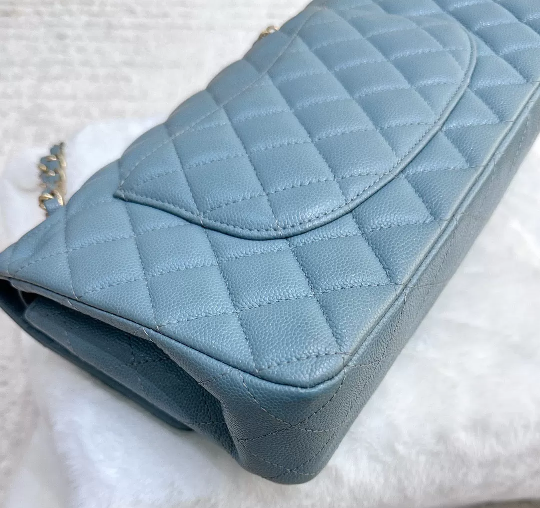 Chanel Medium Classic Sky Blue Bag 18C