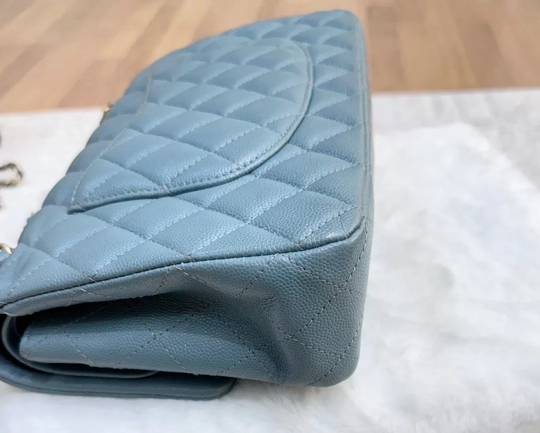 Chanel Medium Classic Sky Blue Bag 18C