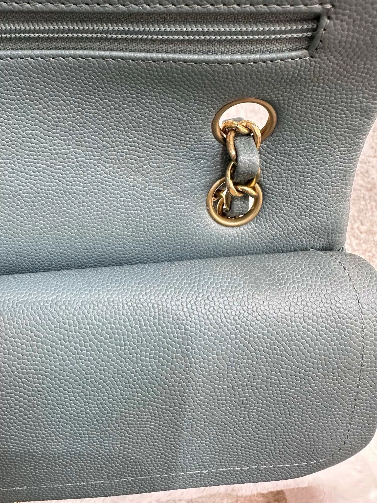 Chanel Medium Classic Sky Blue Bag 18C