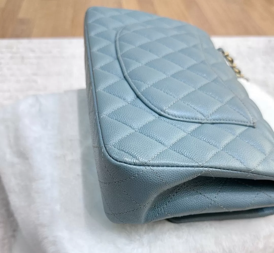 Chanel Medium Classic Sky Blue Bag 18C