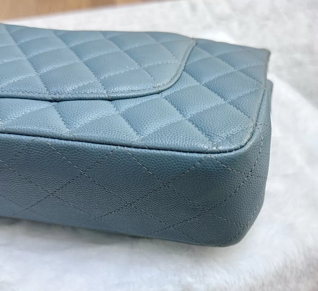 Chanel Medium Classic Sky Blue Bag 18C