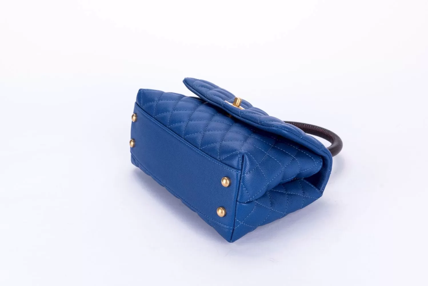 Chanel Mini Coco Handle Blue Color with Card, Strap, Dust Cover & Box