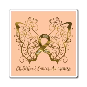 Childhood Cancer Awareness Filigree Butterfly Peach Magnet (3 Sizes Available)