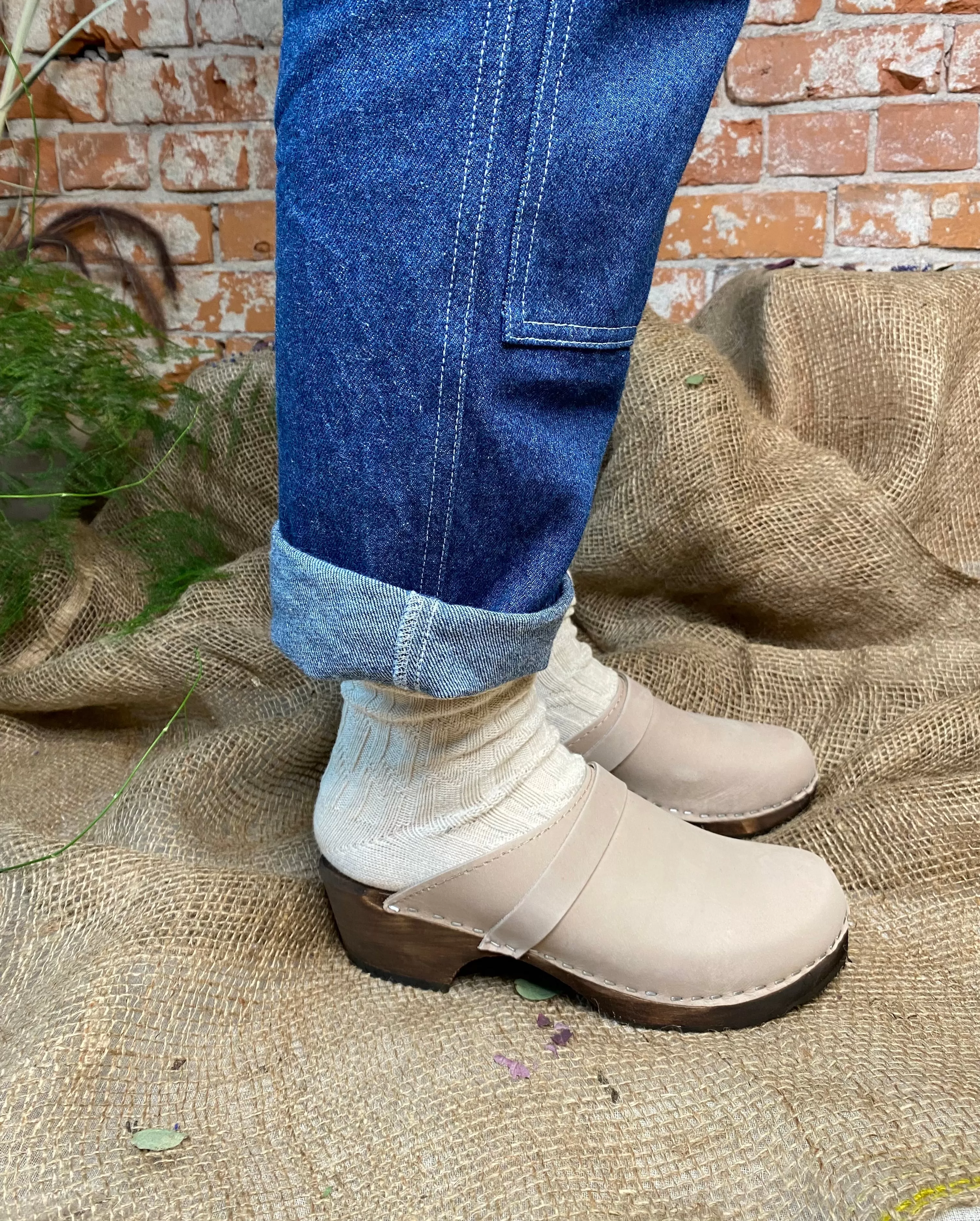 Classic Oatmeal Oiled Nubuck Clog on  Brown Base