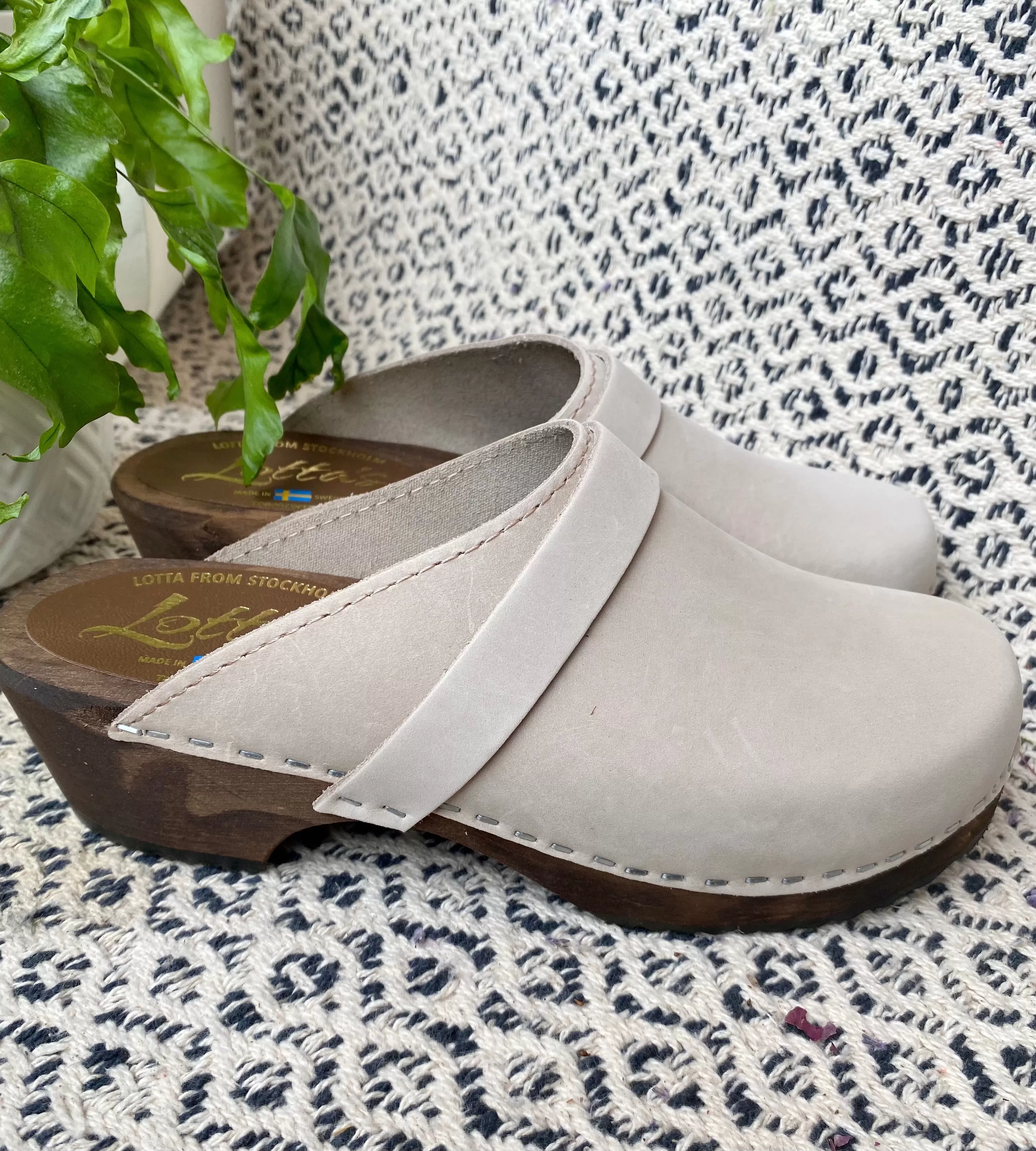 Classic Oatmeal Oiled Nubuck Clog on  Brown Base