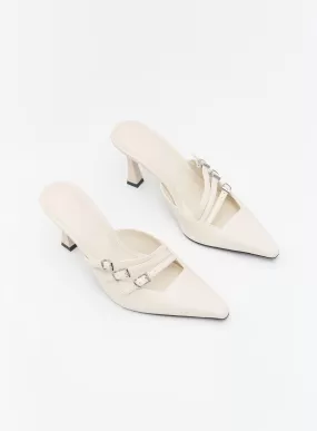 Cream Patent Buckle Mule - Cara