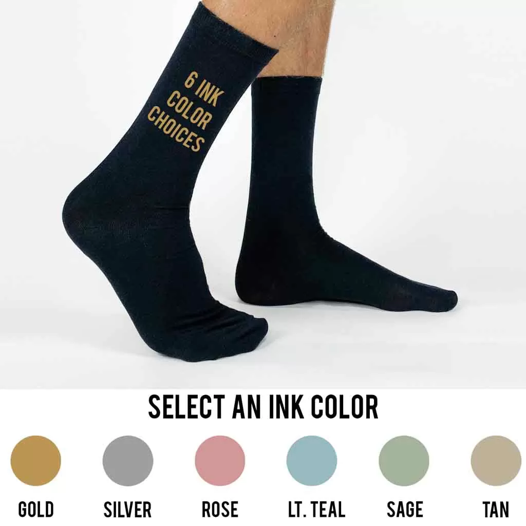 Custom Printed Wedding Party Socks with Script Writing