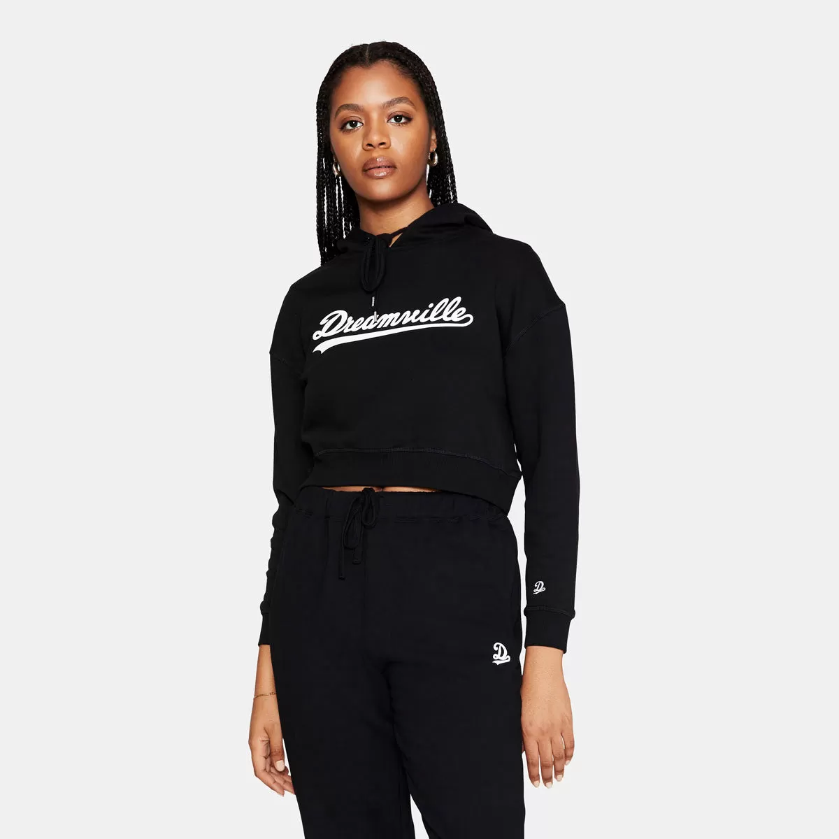 Dreamville Classic Cropped Logo Hoodie Black/White