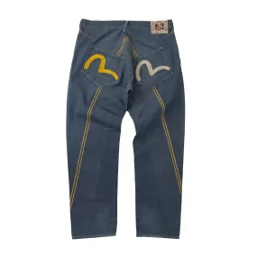 Evisu Stripe Detail Embroidered Denim Jeans