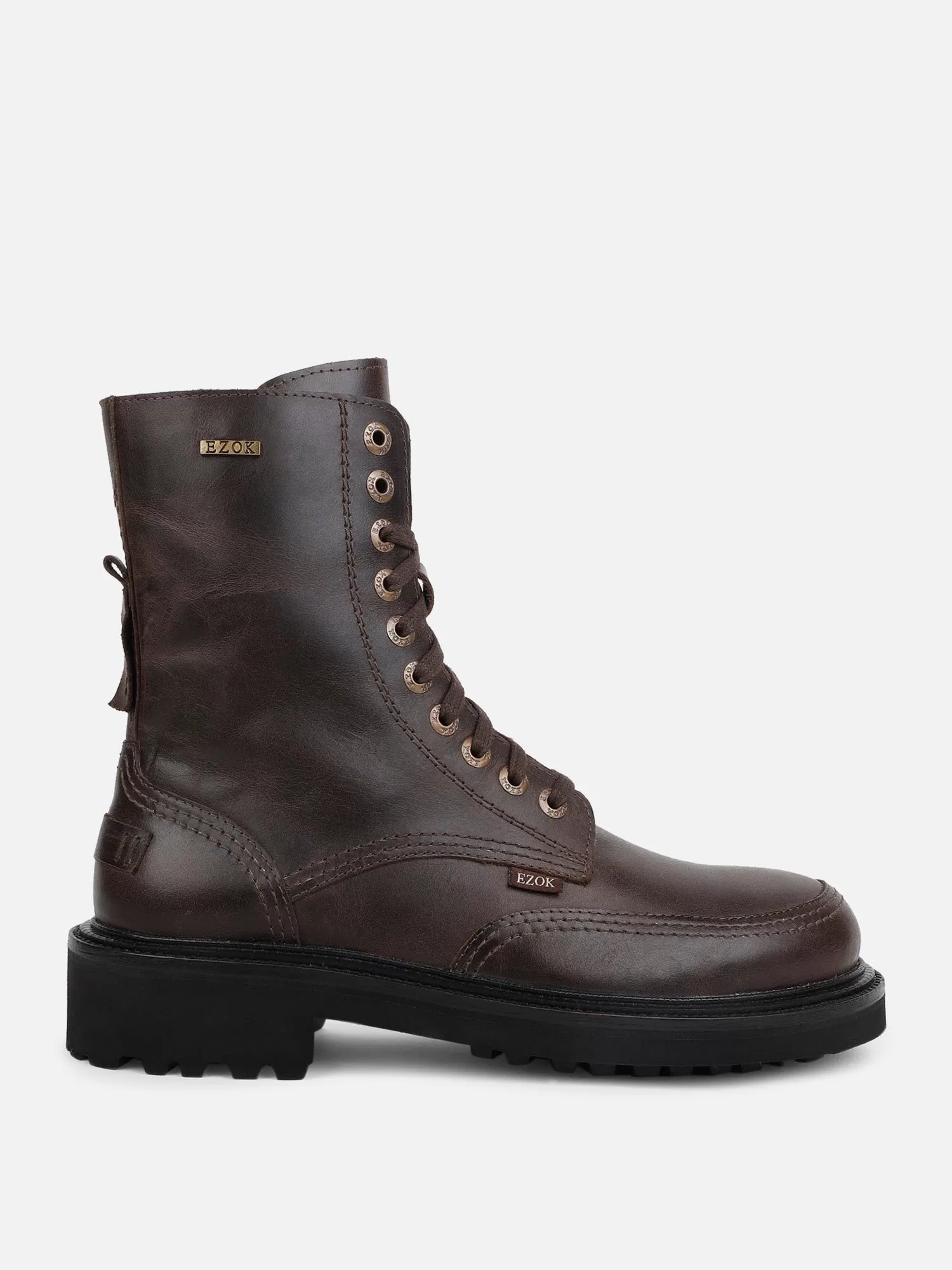 Ezok Brown Lace-ups Leather Boot For Men