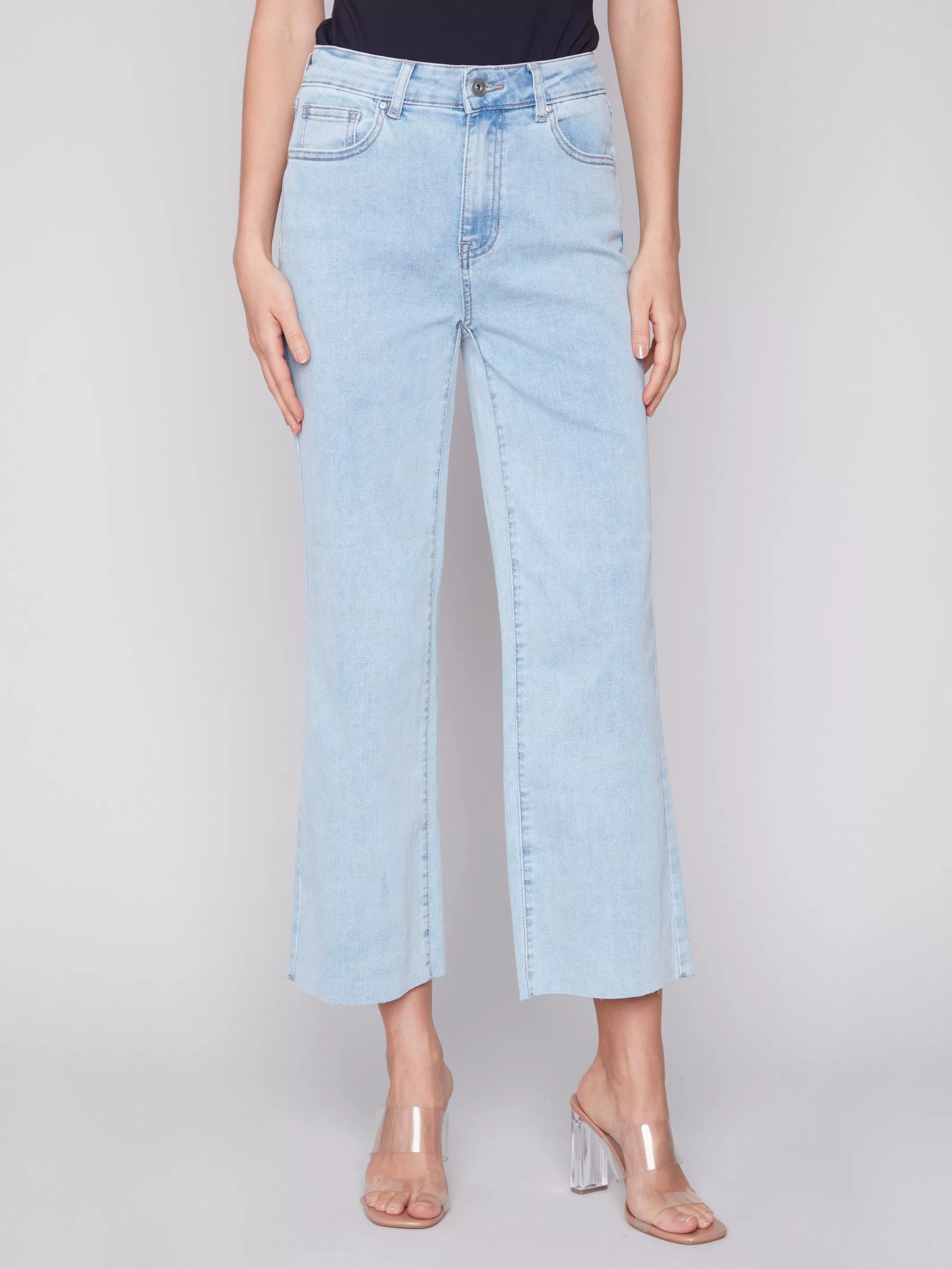 Flared Jeans with Raw Edge - Bleach Blue