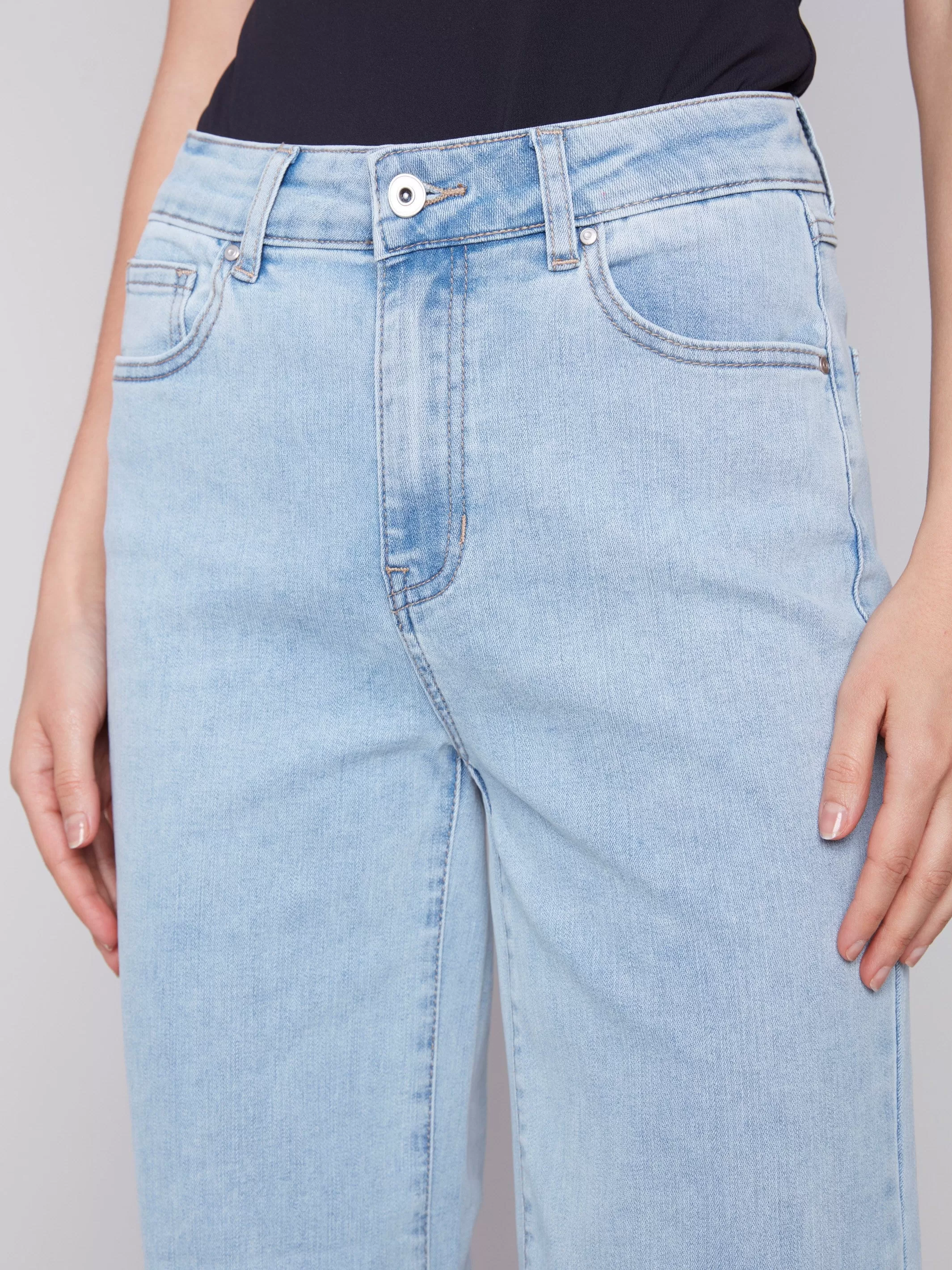 Flared Jeans with Raw Edge - Bleach Blue