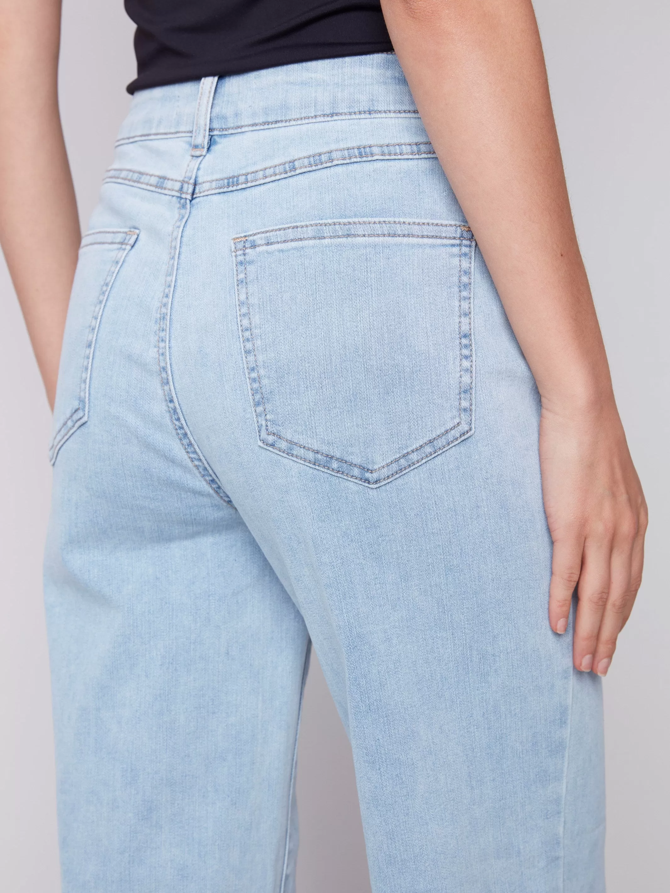 Flared Jeans with Raw Edge - Bleach Blue