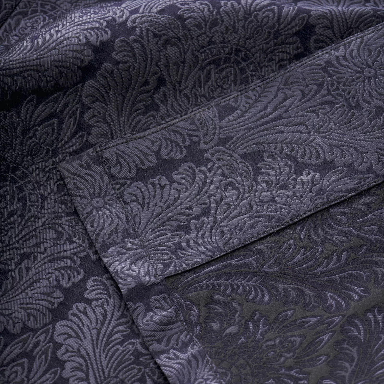 Fox Silk Damask Lounge Gown in Midnight Blue