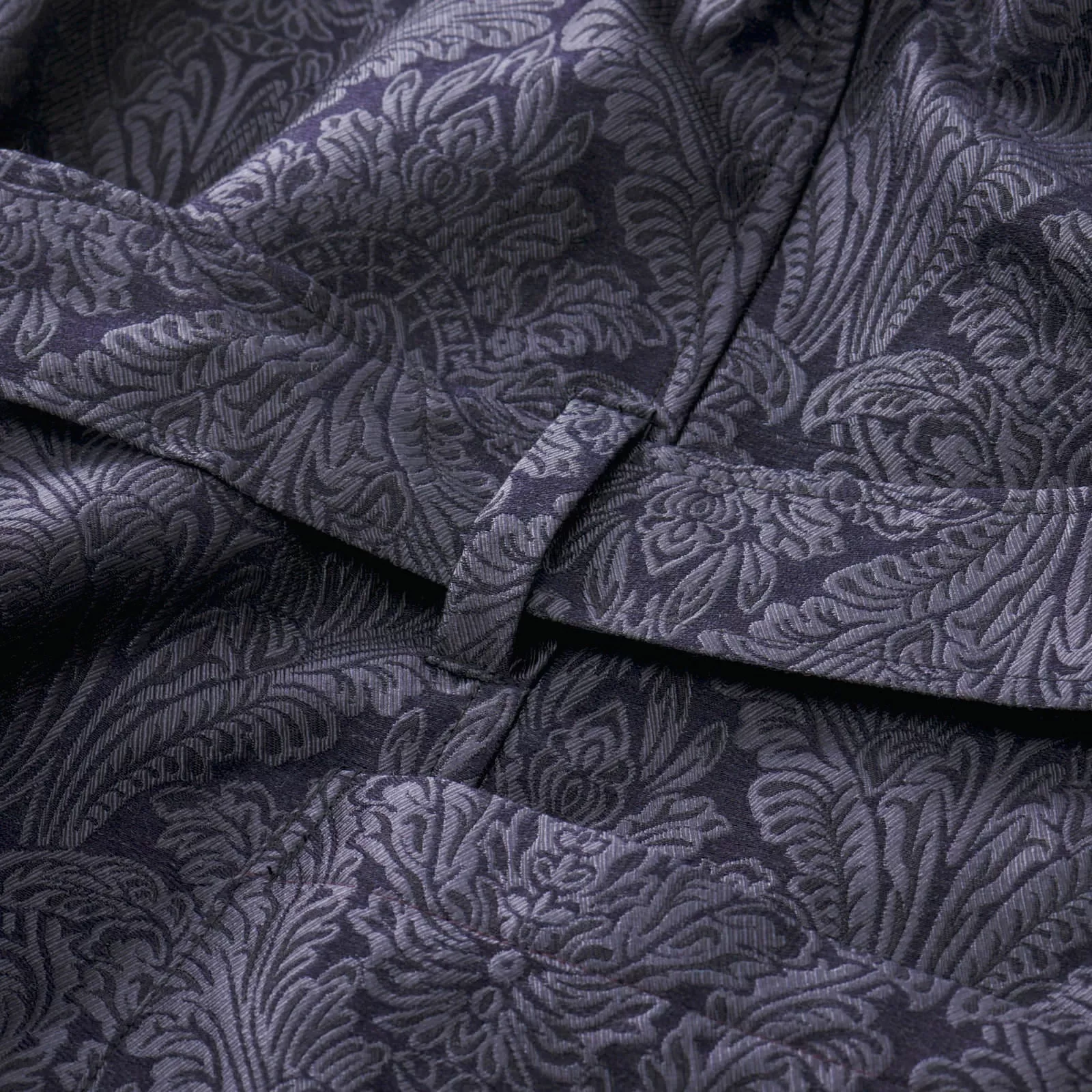 Fox Silk Damask Lounge Gown in Midnight Blue