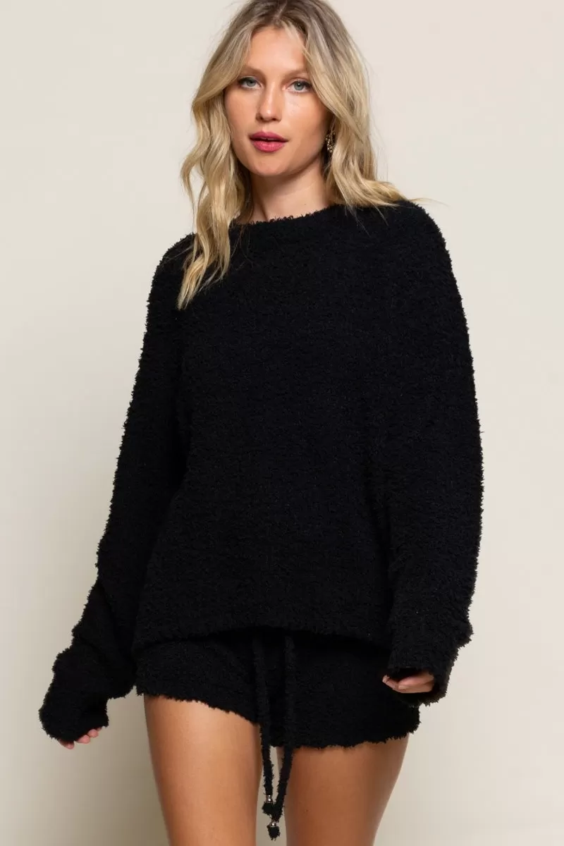 Fuzzy pullover sweatshirt