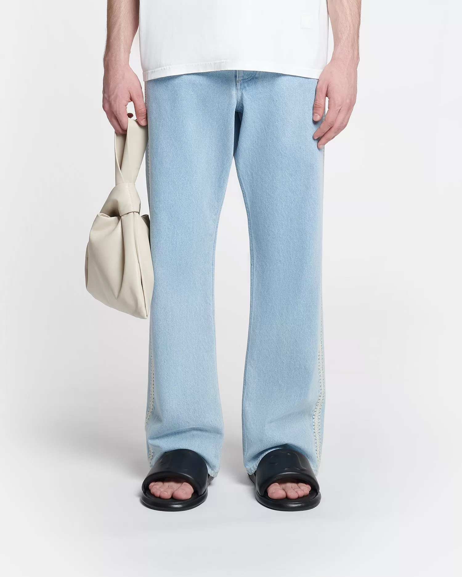 Gannon - Crocheted Straight-Leg Jeans - Eco Bleach