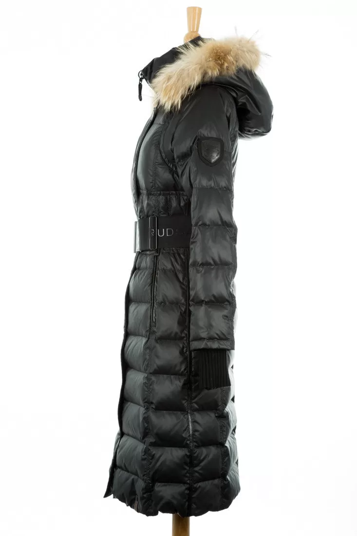 Genie Hooded Down Coat With Fur Trim