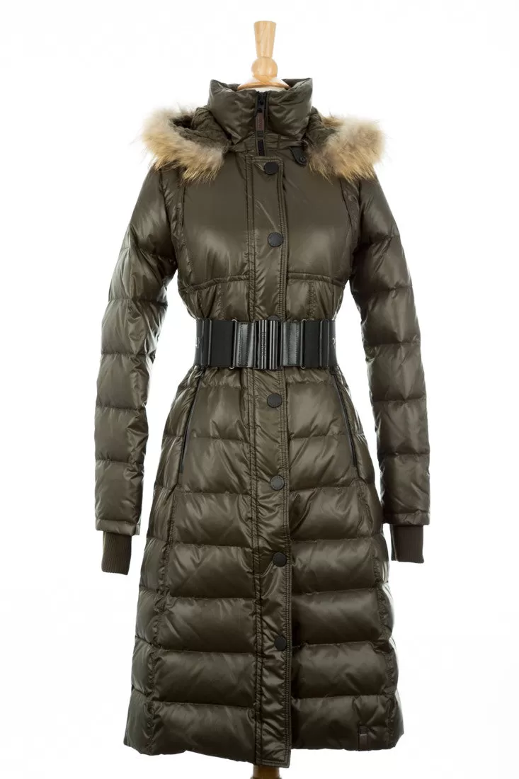 Genie Hooded Down Coat With Fur Trim