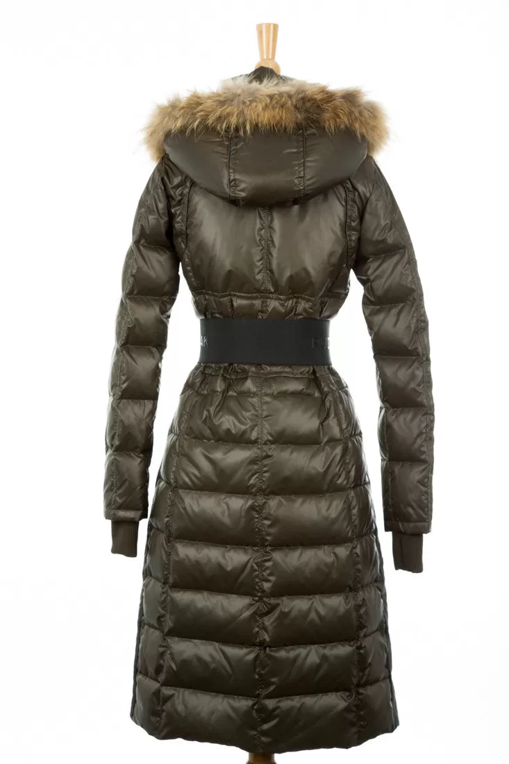 Genie Hooded Down Coat With Fur Trim