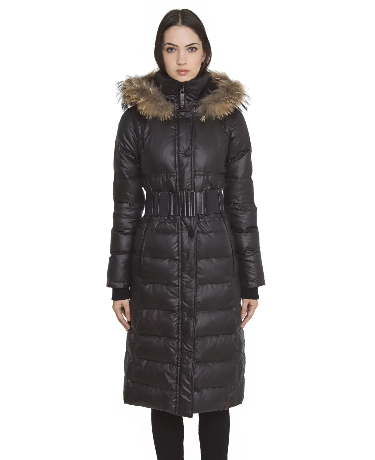 Genie Hooded Down Coat With Fur Trim