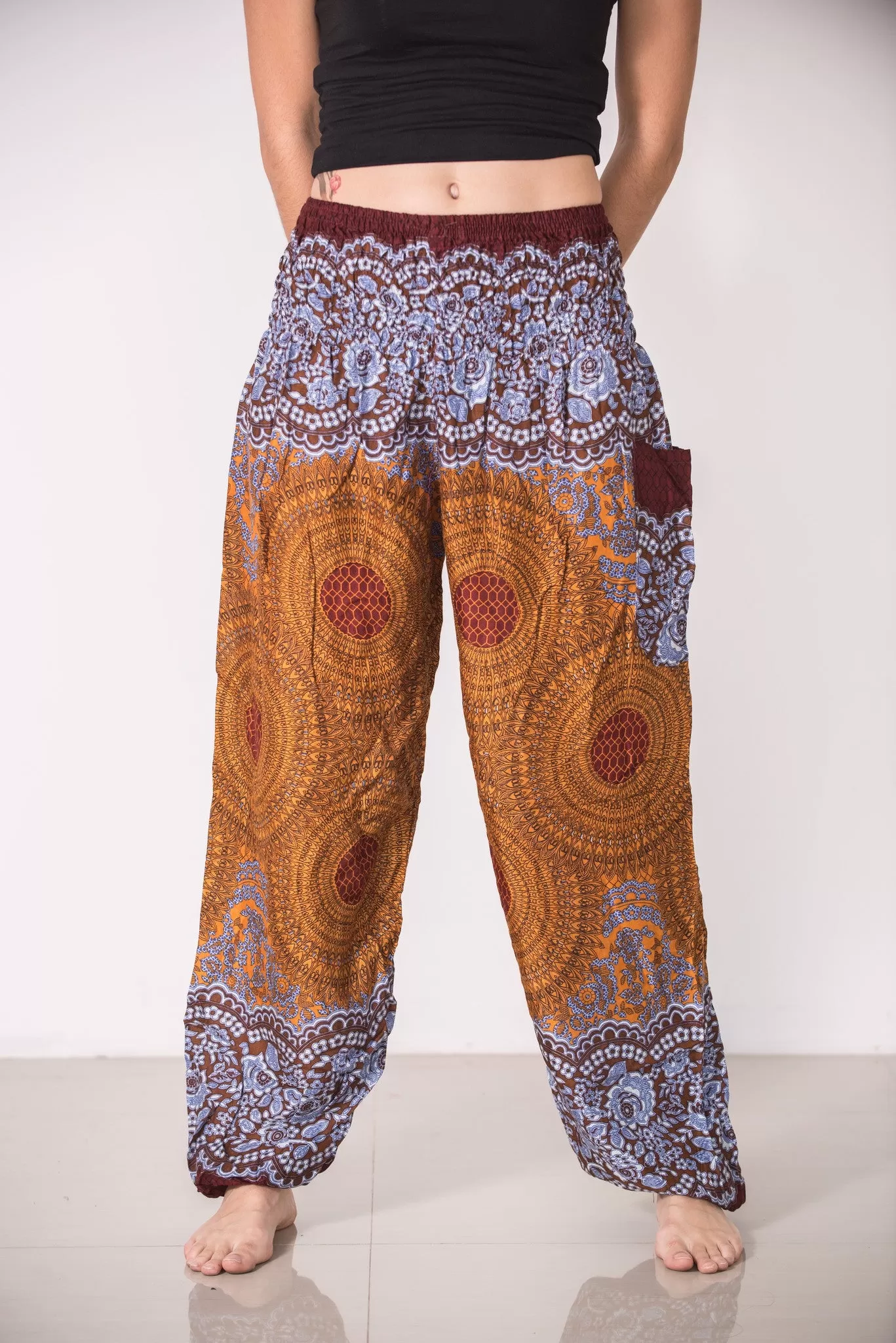 Geometric Mandalas Women's Harem Pants in Bronze