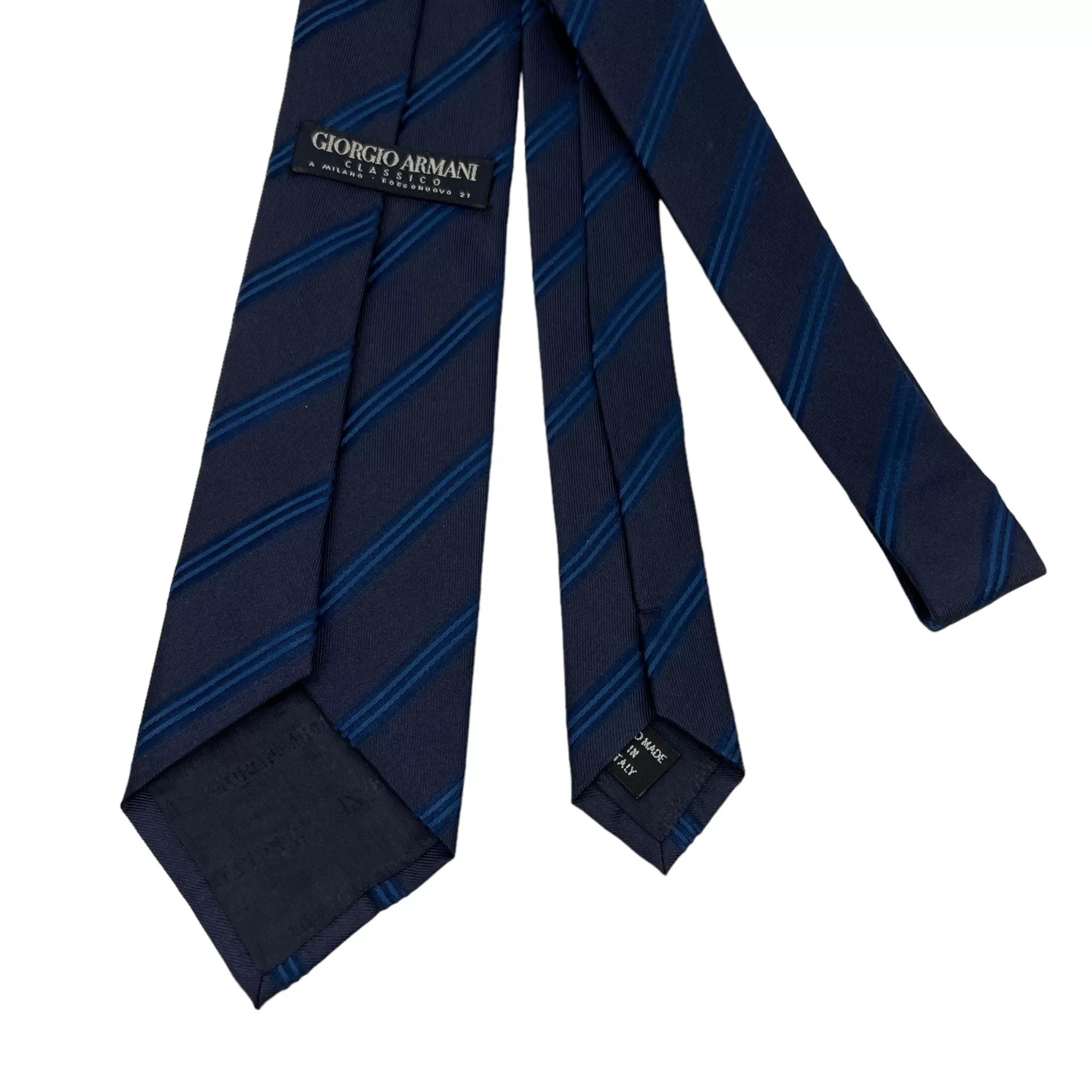 GIORGIO ARMANI Diagonal Stripe Silk Tie - Black & Blue