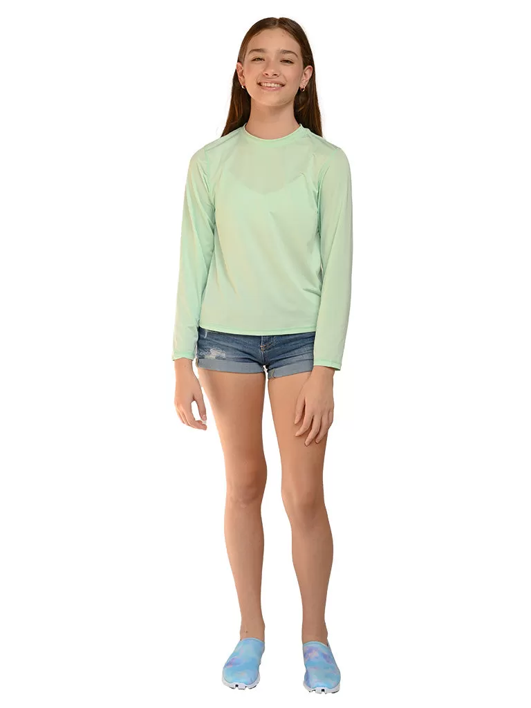 Girls' long sleeve crew neck sun-shirts