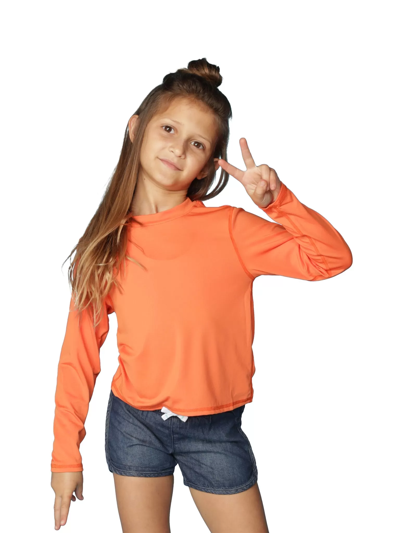 Girls' long sleeve crew neck sun-shirts