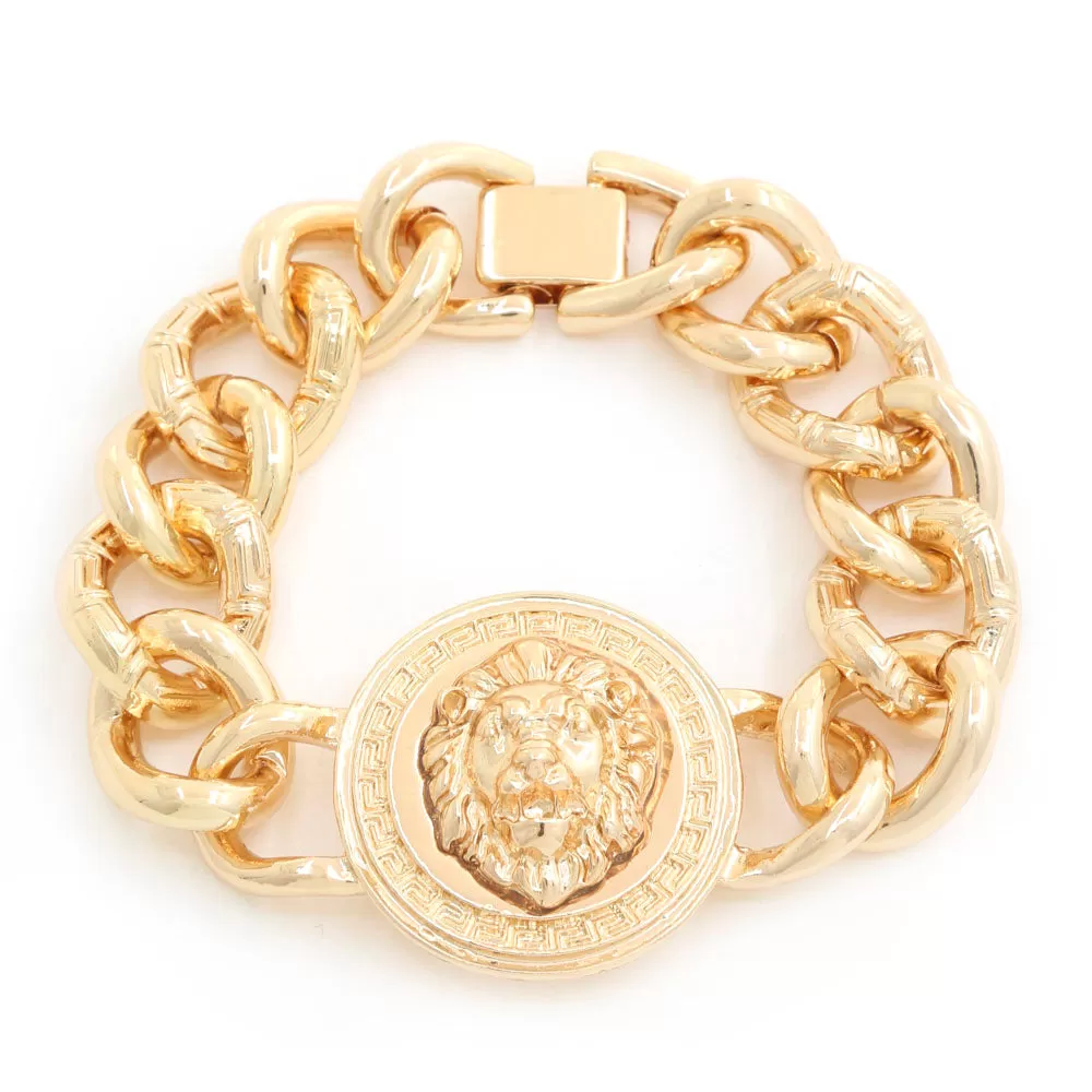 Gold Lion Curb Chain Bracelet